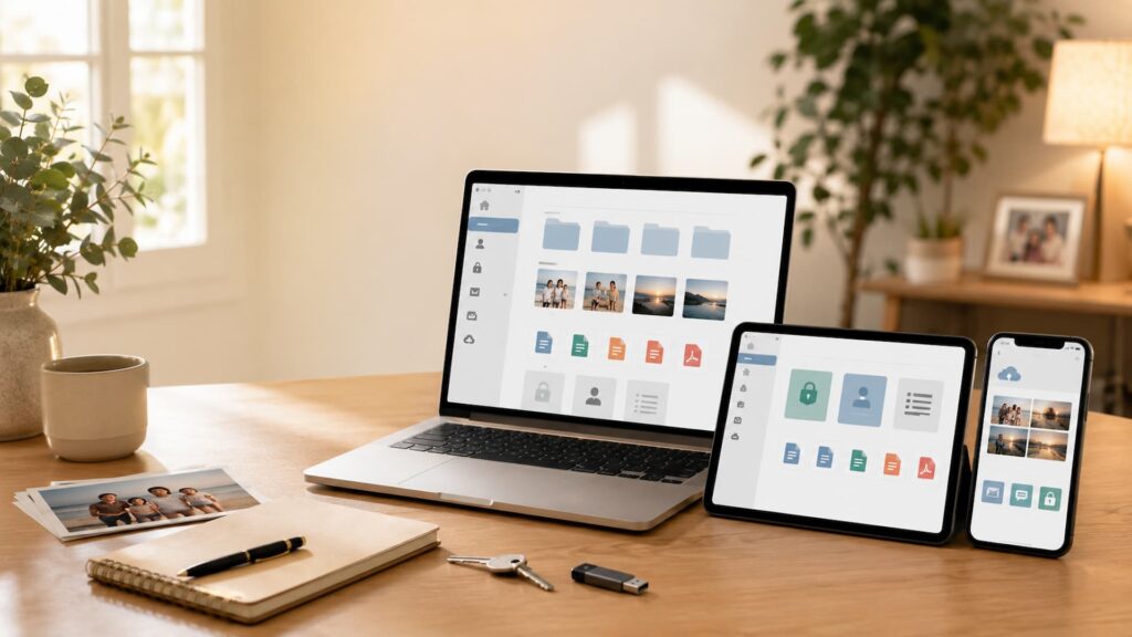 Devices on desk with the Meolea platform open