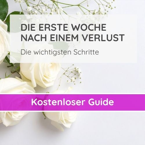 Banner mit "Erste Woche nach Verlust kostenloser Leitfaden"