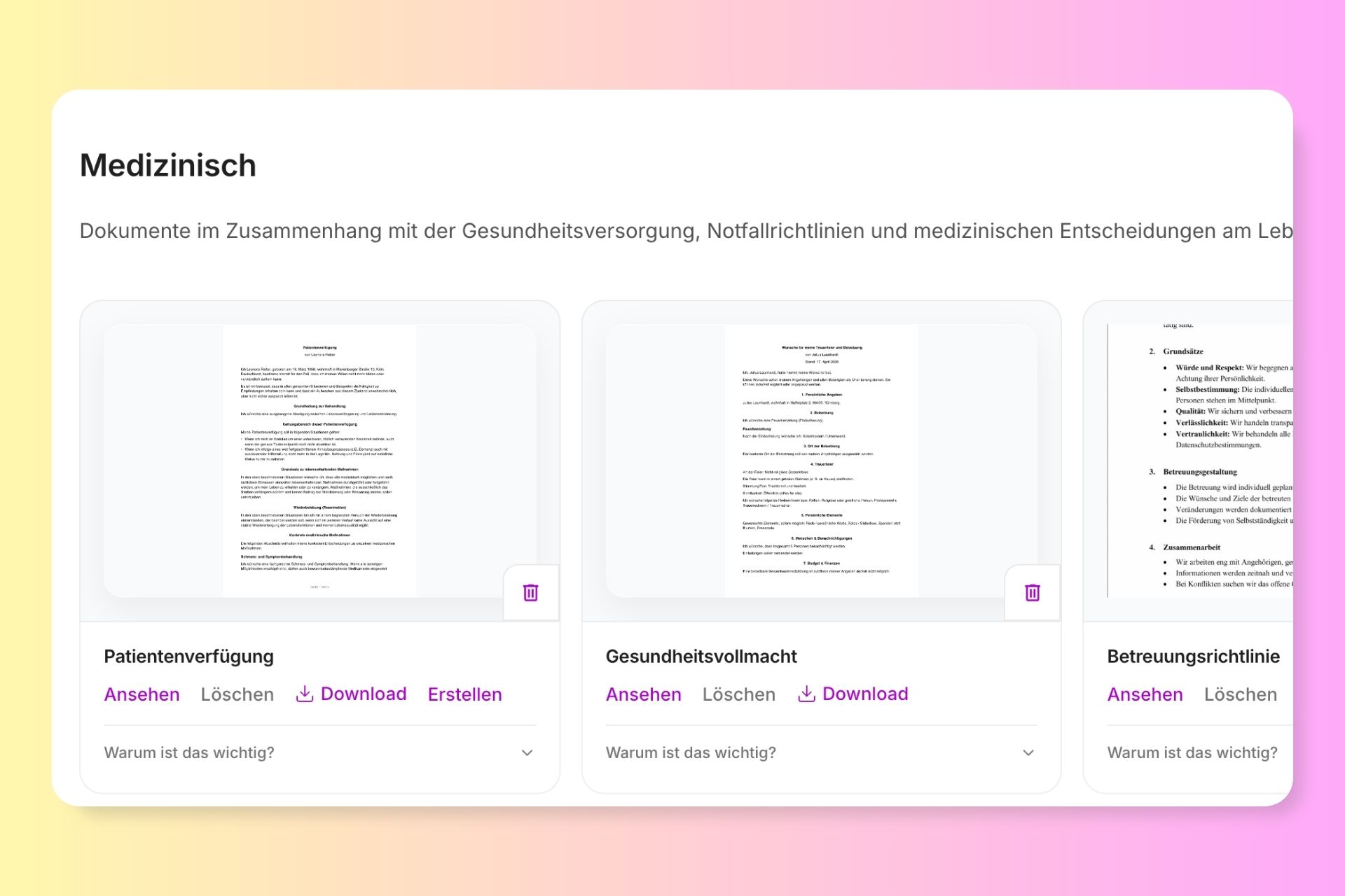 Meolea Product Screenshot - Document Vault