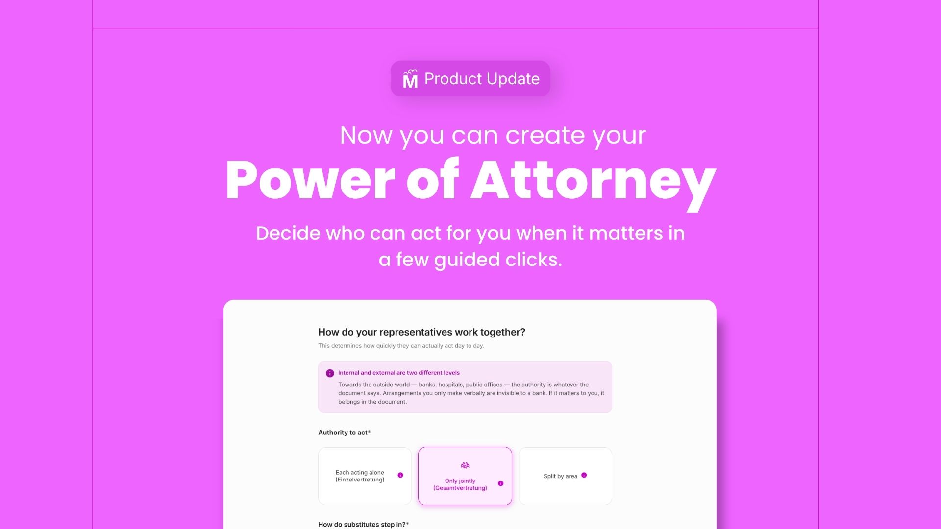 Create your Power of Attorney inside Meolea